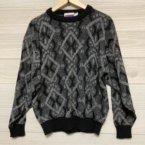 Vintage 80's Gray Geometric Sweater Size Large